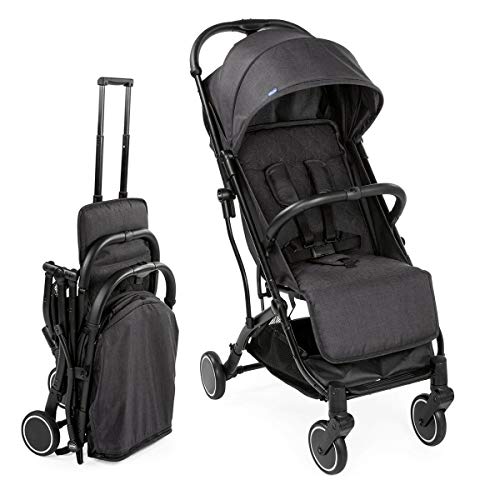 Chicco TrolleyMe Stroller, Pram for boys and girls, Lightweight & Easy to carry with Trolley function, For babies 0m+ (Stone, Black)