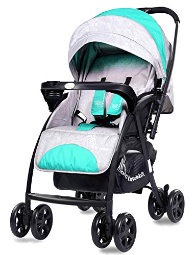 R for Rabbit Sugar Pop Baby Stroller | Pram with Auto Fold for Newborn Baby | Kids Pram and Stroller |Baby Stroller for Boy and Girl of 0 to 3 Years (Green Grey)