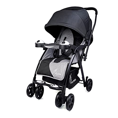 R For Rabbit Cutie Pie Baby Stroller and Pram | Reversible Handle & Travel Friendly Baby Stroller and Pram for Baby/Kids/Infants/Newborn | Pram & Stroller for Boy & Girl of Age 0 to 3 Years ( Black Grey)