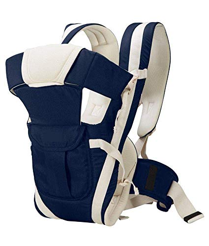 Chinmay Kids 4-in-1 Adjustable Baby Carrier Cum Kangaroo Bag/Honeycomb Texture Baby Carry Sling/Back/Front Carrier for Baby with Safety Belt and Buckle Straps (Blue)