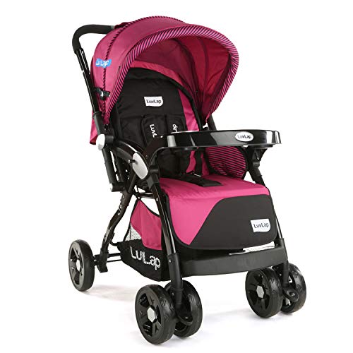 Luvlap Galaxy Stroller / Pram, Extra Large Seating Space, Easy Fold, for Newborn Baby / Kids, 0-3 years (Pink)