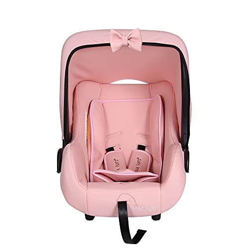 Polka Tots Baby Car Seat Infant Carrycot 4 in 1 Multi-Purpose Newborn Safety Rocker & Feeding Seat for Babies 0-15 Months (Pink)